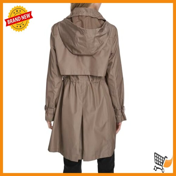 Waterproof Trench Coat with Stow Away Hood, Adjustable Fit - Picture 3 of 5